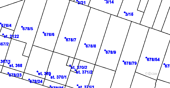 Parcela st. 678/8 v KÚ Rosice u Brna, Katastrální mapa