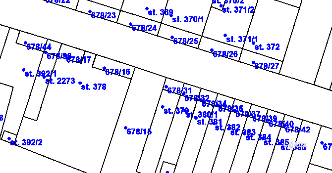 Parcela st. 678/31 v KÚ Rosice u Brna, Katastrální mapa