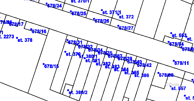 Parcela st. 678/35 v KÚ Rosice u Brna, Katastrální mapa