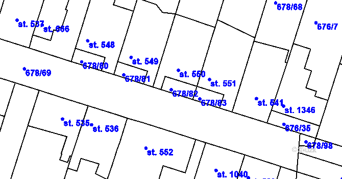 Parcela st. 678/82 v KÚ Rosice u Brna, Katastrální mapa