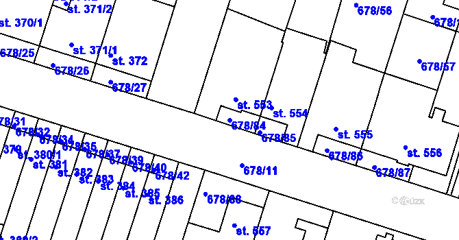 Parcela st. 678/84 v KÚ Rosice u Brna, Katastrální mapa
