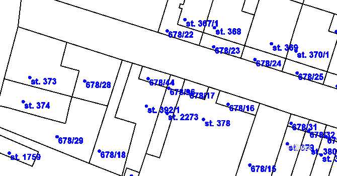 Parcela st. 678/96 v KÚ Rosice u Brna, Katastrální mapa