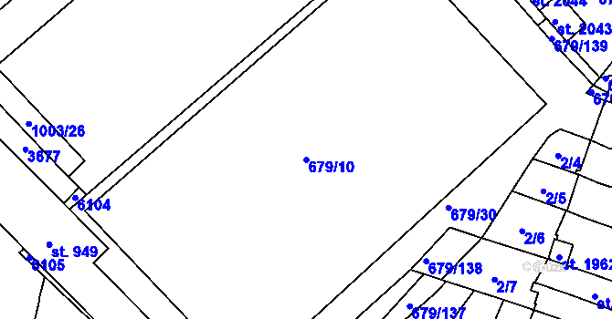Parcela st. 679/10 v KÚ Rosice u Brna, Katastrální mapa