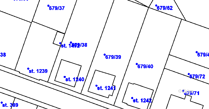 Parcela st. 679/39 v KÚ Rosice u Brna, Katastrální mapa