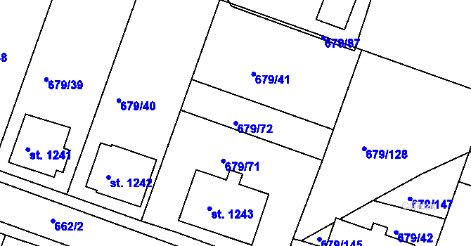 Parcela st. 679/72 v KÚ Rosice u Brna, Katastrální mapa