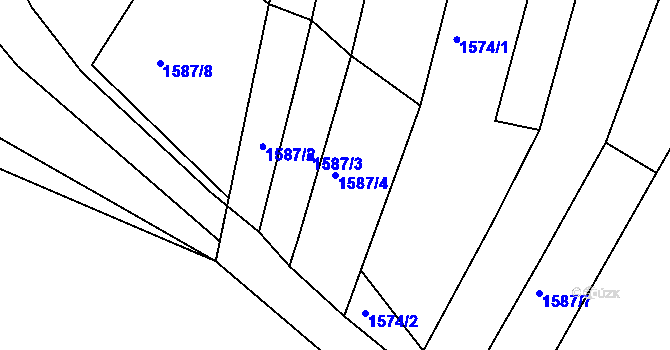Parcela st. 1587/4 v KÚ Rosice u Brna, Katastrální mapa