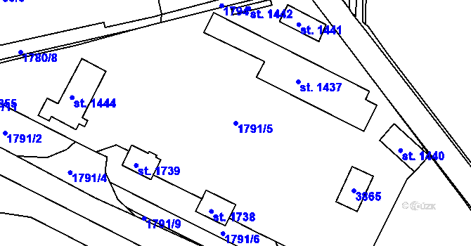 Parcela st. 1791/5 v KÚ Rosice u Brna, Katastrální mapa