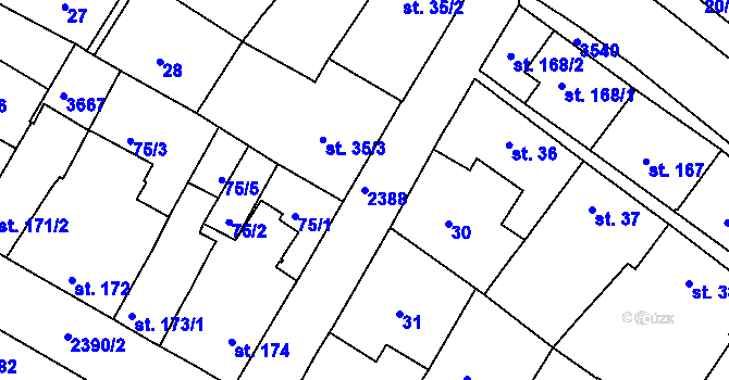 Parcela st. 2388 v KÚ Rosice u Brna, Katastrální mapa