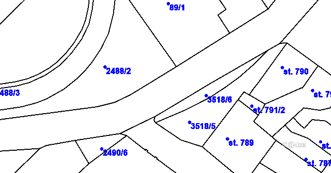 Parcela st. 2393 v KÚ Rosice u Brna, Katastrální mapa