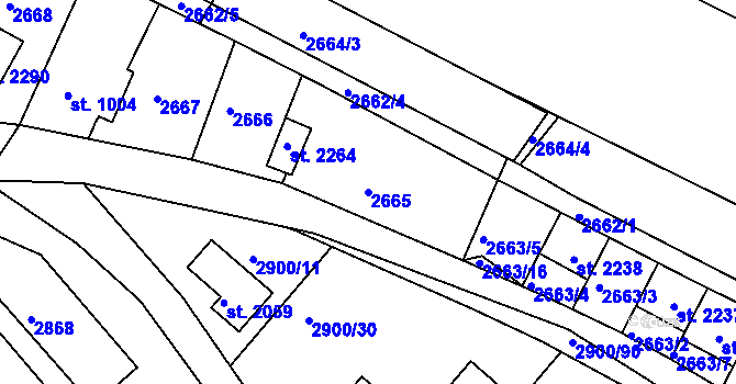 Parcela st. 2665 v KÚ Rosice u Brna, Katastrální mapa