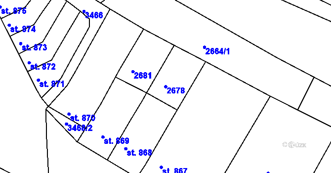 Parcela st. 2678 v KÚ Rosice u Brna, Katastrální mapa