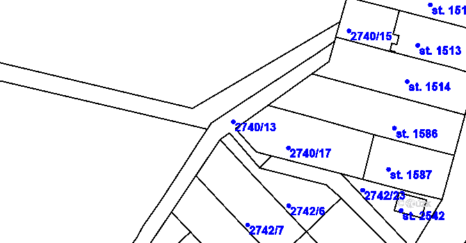 Parcela st. 2740/13 v KÚ Rosice u Brna, Katastrální mapa