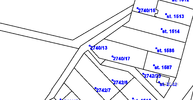 Parcela st. 2740/26 v KÚ Rosice u Brna, Katastrální mapa