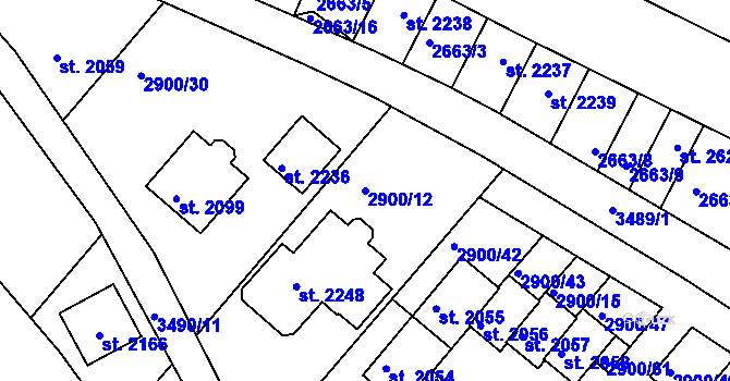 Parcela st. 2900/12 v KÚ Rosice u Brna, Katastrální mapa