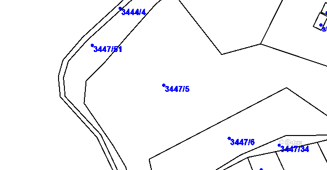 Parcela st. 3447/5 v KÚ Rosice u Brna, Katastrální mapa