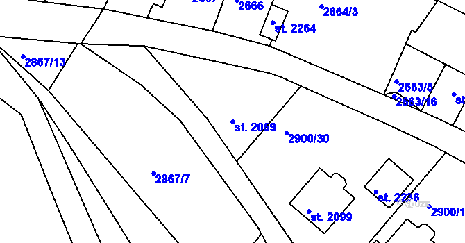 Parcela st. 2059 v KÚ Rosice u Brna, Katastrální mapa