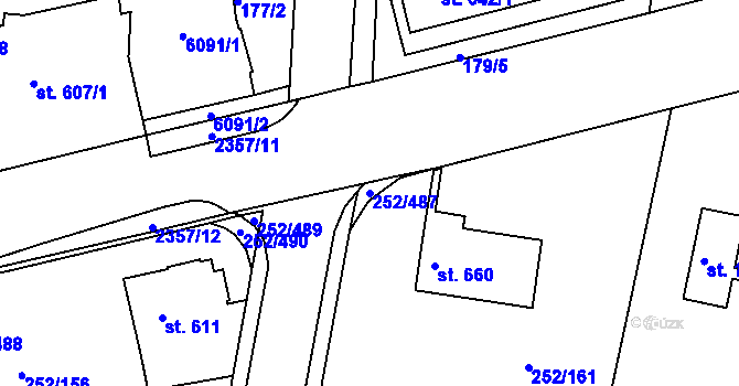 Parcela st. 252/487 v KÚ Rosice u Brna, Katastrální mapa