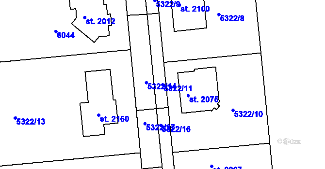 Parcela st. 5322/11 v KÚ Rosice u Brna, Katastrální mapa