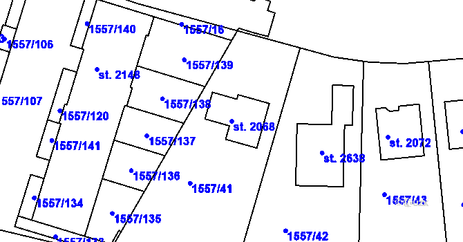 Parcela st. 2068 v KÚ Rosice u Brna, Katastrální mapa