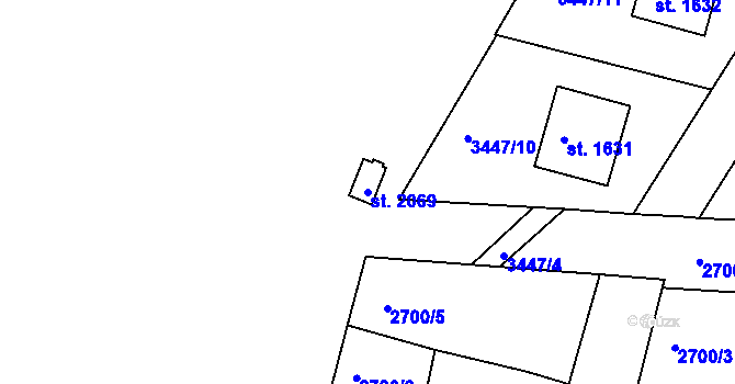 Parcela st. 2069 v KÚ Rosice u Brna, Katastrální mapa
