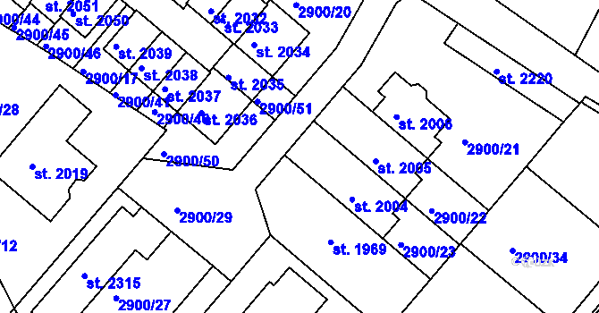 Parcela st. 2900/35 v KÚ Rosice u Brna, Katastrální mapa