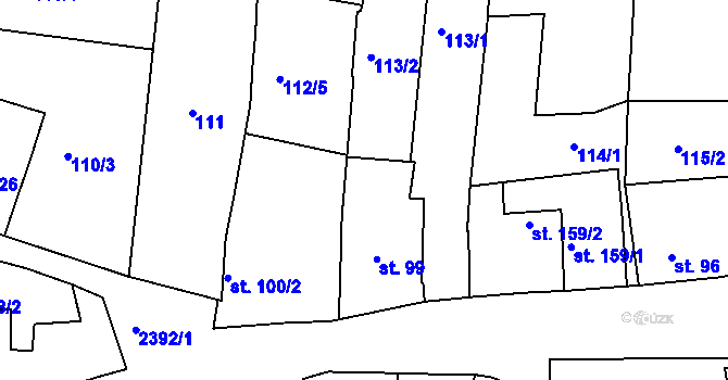 Parcela st. 113/3 v KÚ Rosice u Brna, Katastrální mapa
