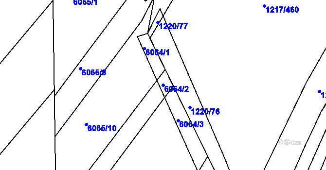 Parcela st. 6064/2 v KÚ Rosice u Brna, Katastrální mapa