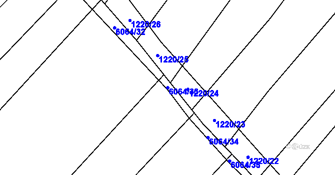 Parcela st. 6064/33 v KÚ Rosice u Brna, Katastrální mapa