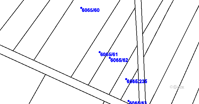 Parcela st. 6065/61 v KÚ Rosice u Brna, Katastrální mapa