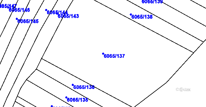 Parcela st. 6065/137 v KÚ Rosice u Brna, Katastrální mapa