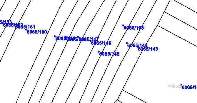 Parcela st. 6065/145 v KÚ Rosice u Brna, Katastrální mapa