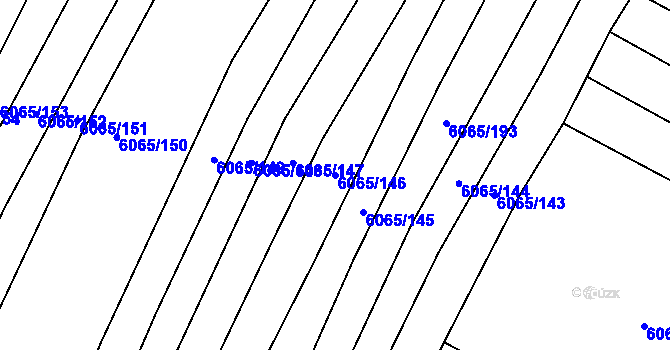 Parcela st. 6065/146 v KÚ Rosice u Brna, Katastrální mapa