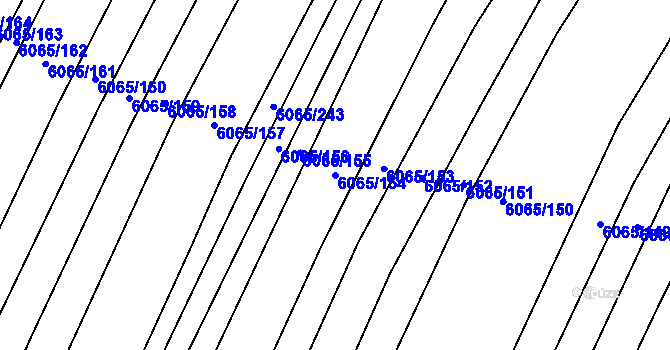 Parcela st. 6065/154 v KÚ Rosice u Brna, Katastrální mapa