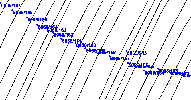Parcela st. 6065/158 v KÚ Rosice u Brna, Katastrální mapa