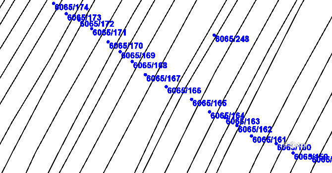 Parcela st. 6065/166 v KÚ Rosice u Brna, Katastrální mapa