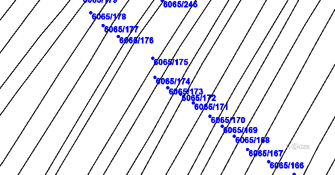 Parcela st. 6065/173 v KÚ Rosice u Brna, Katastrální mapa
