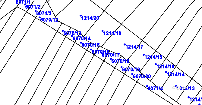 Parcela st. 6070/17 v KÚ Rosice u Brna, Katastrální mapa