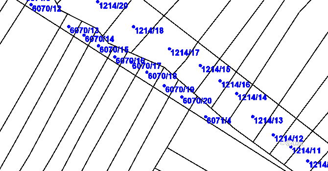Parcela st. 6070/19 v KÚ Rosice u Brna, Katastrální mapa
