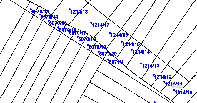 Parcela st. 6070/20 v KÚ Rosice u Brna, Katastrální mapa
