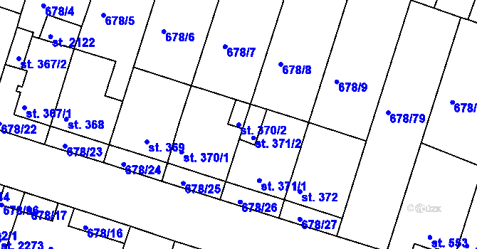 Parcela st. 370/2 v KÚ Rosice u Brna, Katastrální mapa