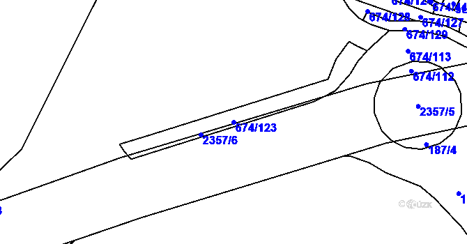 Parcela st. 674/123 v KÚ Rosice u Brna, Katastrální mapa