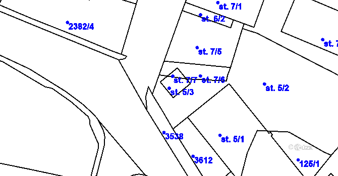 Parcela st. 5/3 v KÚ Rosice u Brna, Katastrální mapa