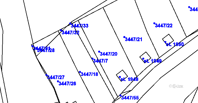 Parcela st. 3447/20 v KÚ Rosice u Brna, Katastrální mapa