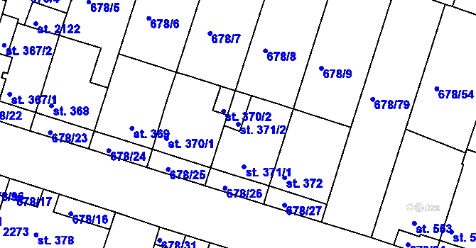 Parcela st. 371/2 v KÚ Rosice u Brna, Katastrální mapa