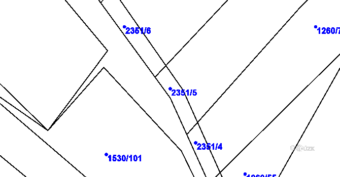 Parcela st. 2351/5 v KÚ Rosice u Brna, Katastrální mapa