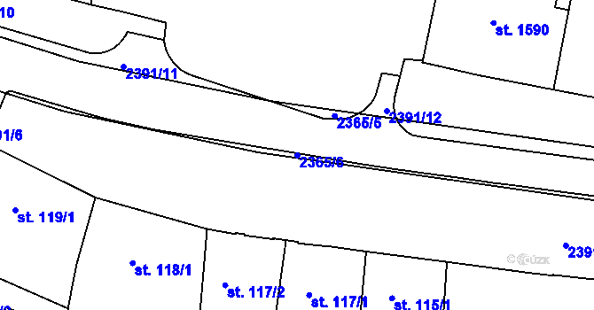 Parcela st. 2365/6 v KÚ Rosice u Brna, Katastrální mapa