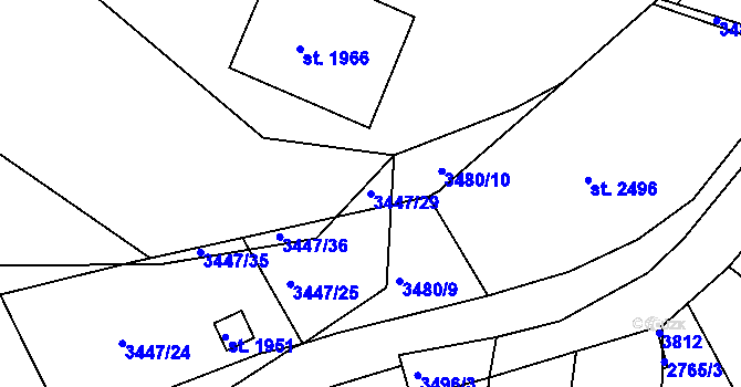 Parcela st. 3447/29 v KÚ Rosice u Brna, Katastrální mapa