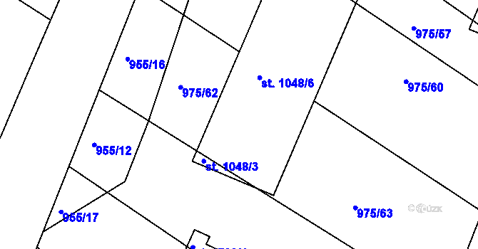 Parcela st. 1048/7 v KÚ Rosice u Brna, Katastrální mapa