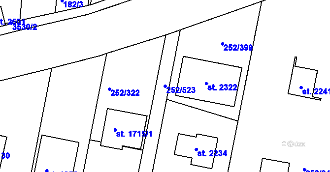 Parcela st. 252/523 v KÚ Rosice u Brna, Katastrální mapa