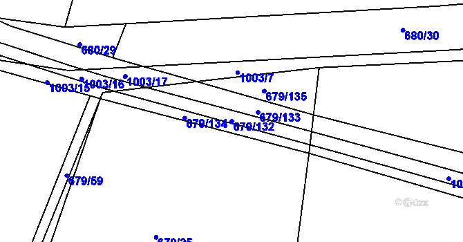 Parcela st. 679/132 v KÚ Rosice u Brna, Katastrální mapa